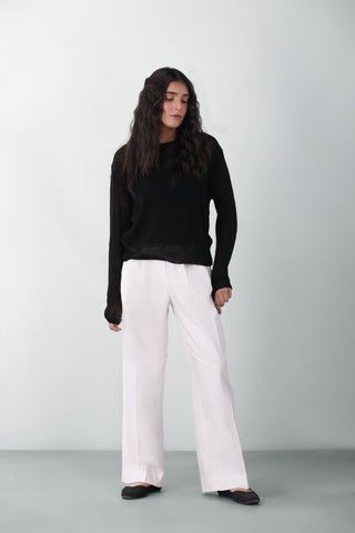 Knitted Sheer Top in Black