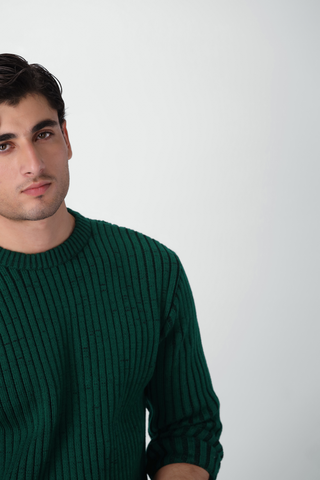 Dual Tone Plating Knitted Jumper in Dark Green