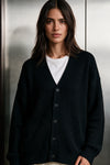 Rib-Knit Cardigan Sweater / BLACK CARDIGAN ATTIR-UNISEX