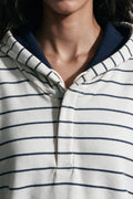 Striped Pullover Hoodie / NAVY HOODIE ATTIR-WOMEN