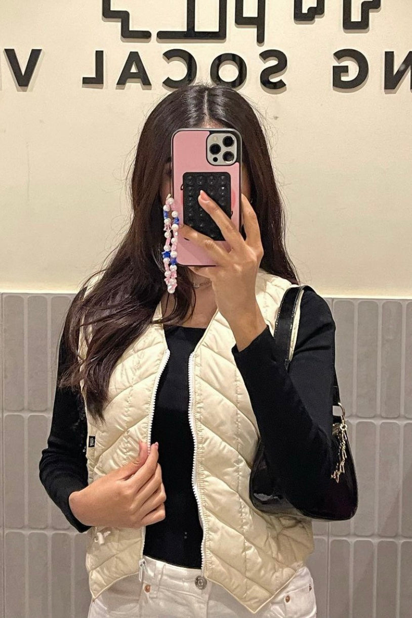 Quilted Puffer Vest in Cream
