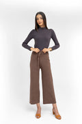 Knitted Wide-Leg Trouser in Camel BOTTOM ATTIR-WOMEN