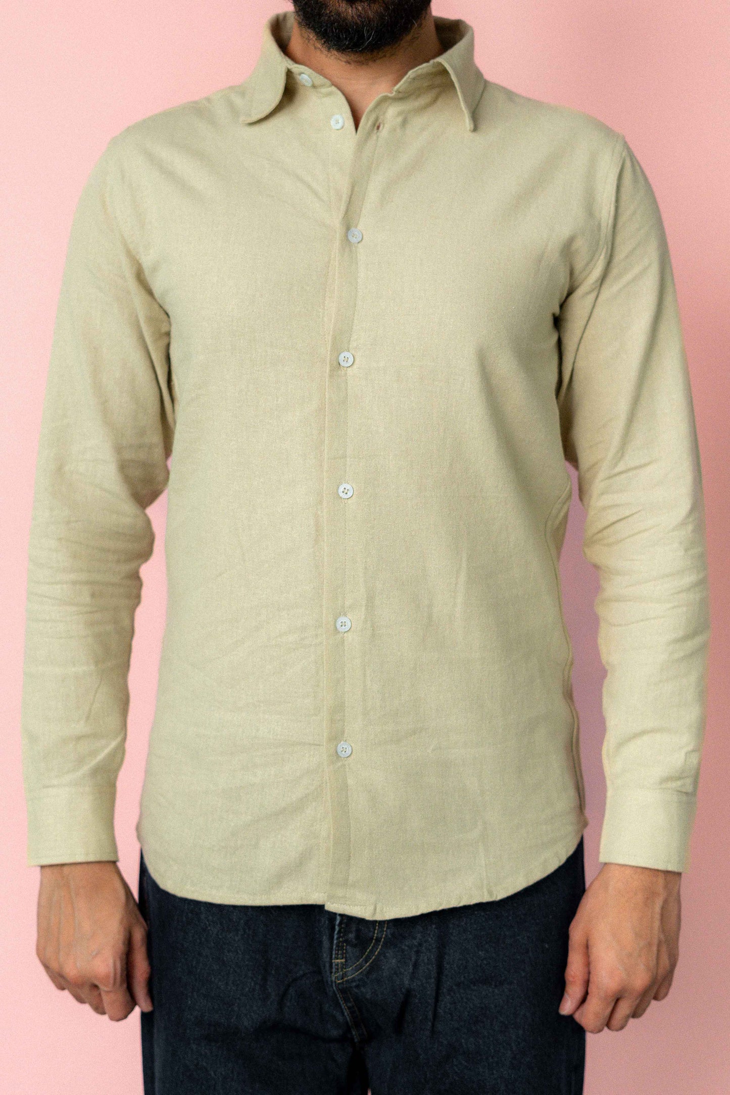 Basic Cotton Shirt in Khaki