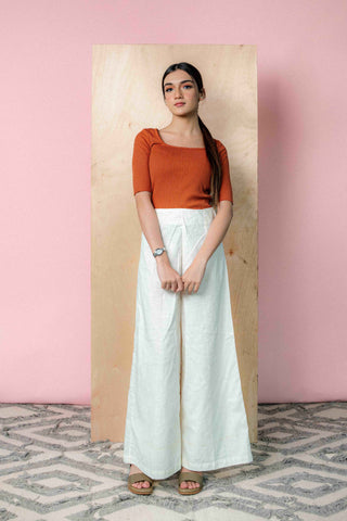 Ribbed Square Top in Florescent Orange
