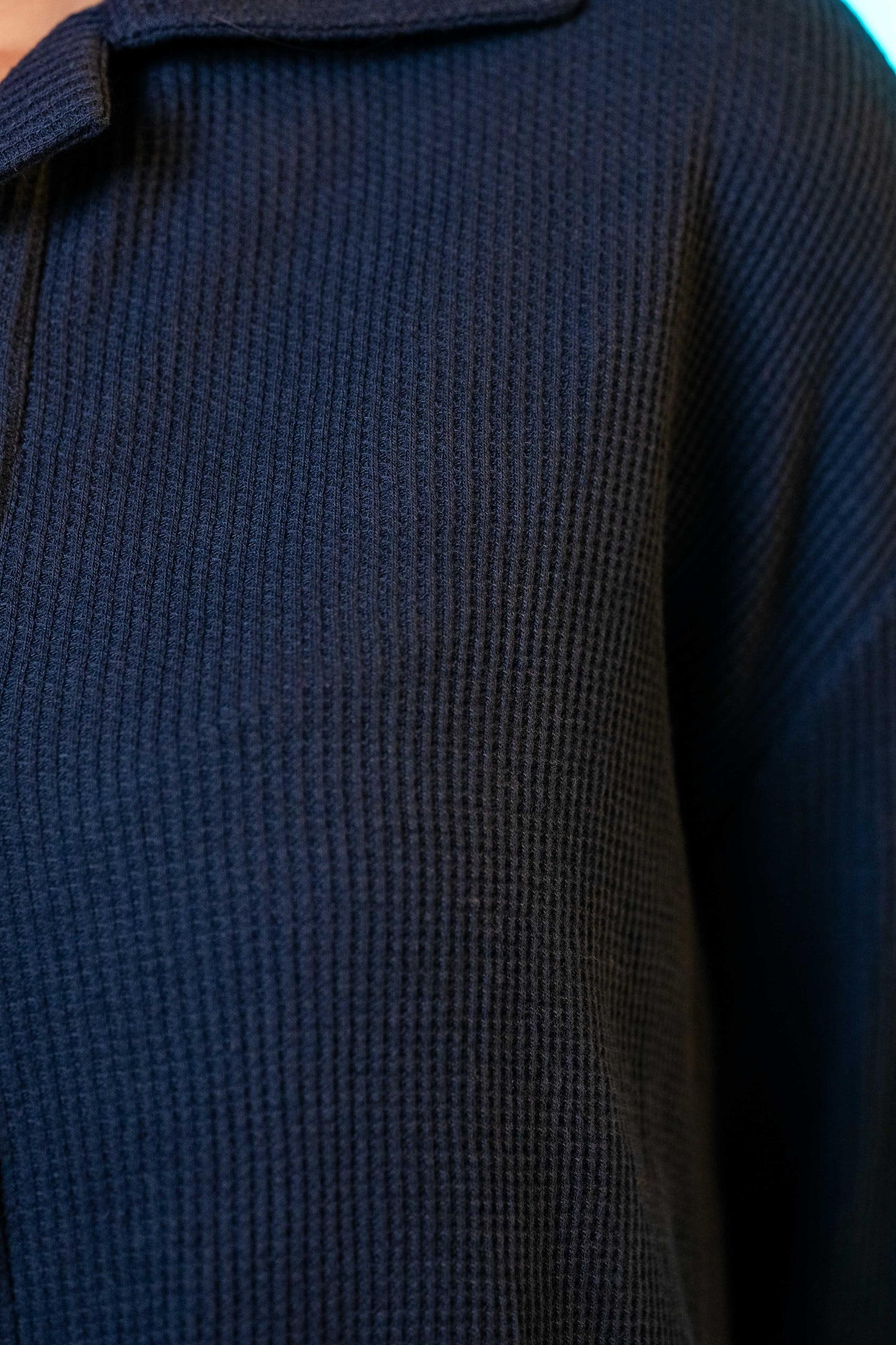 Waffle Textured Shirt in Navy