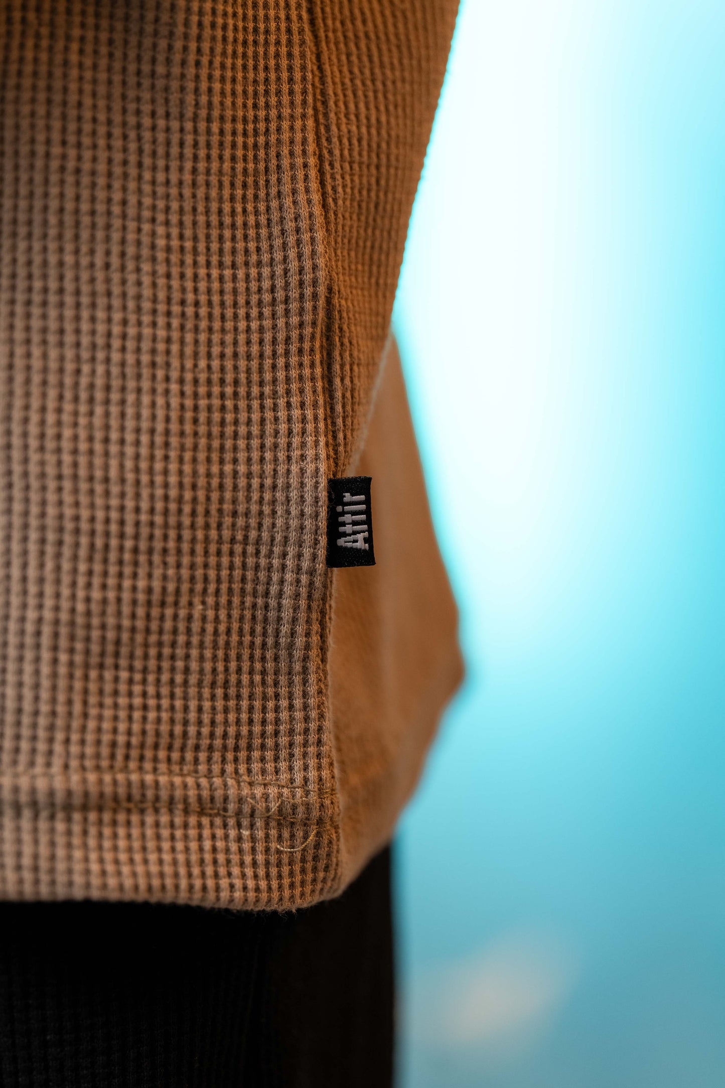 Waffle Textured Crew Neck in Stone