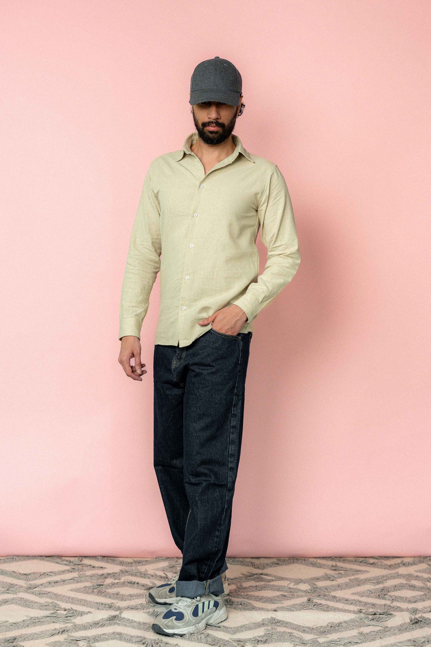Basic Cotton Shirt in Khaki