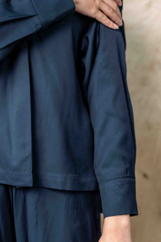 Pleated Co-ord Set in Dark Navy