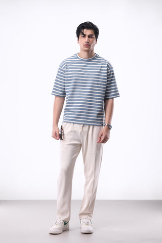 Casual Front Pleated Wide-leg Trouser in Ivory