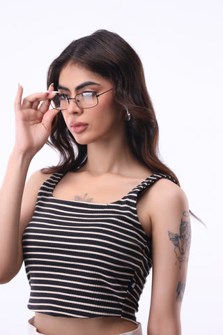 Corset Top in Black Stripes