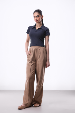 Stretchy Polo Top Navy