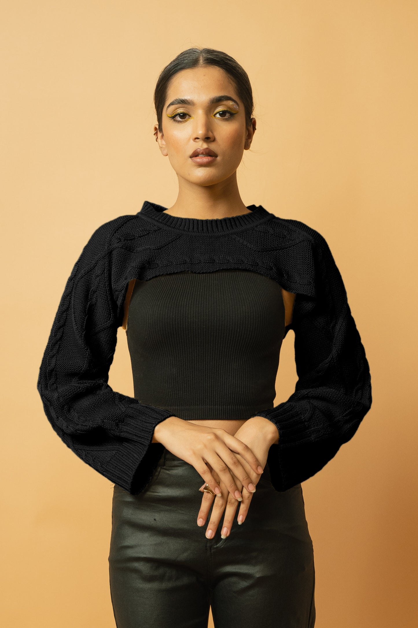 Knitted Bolero Sweater in Black