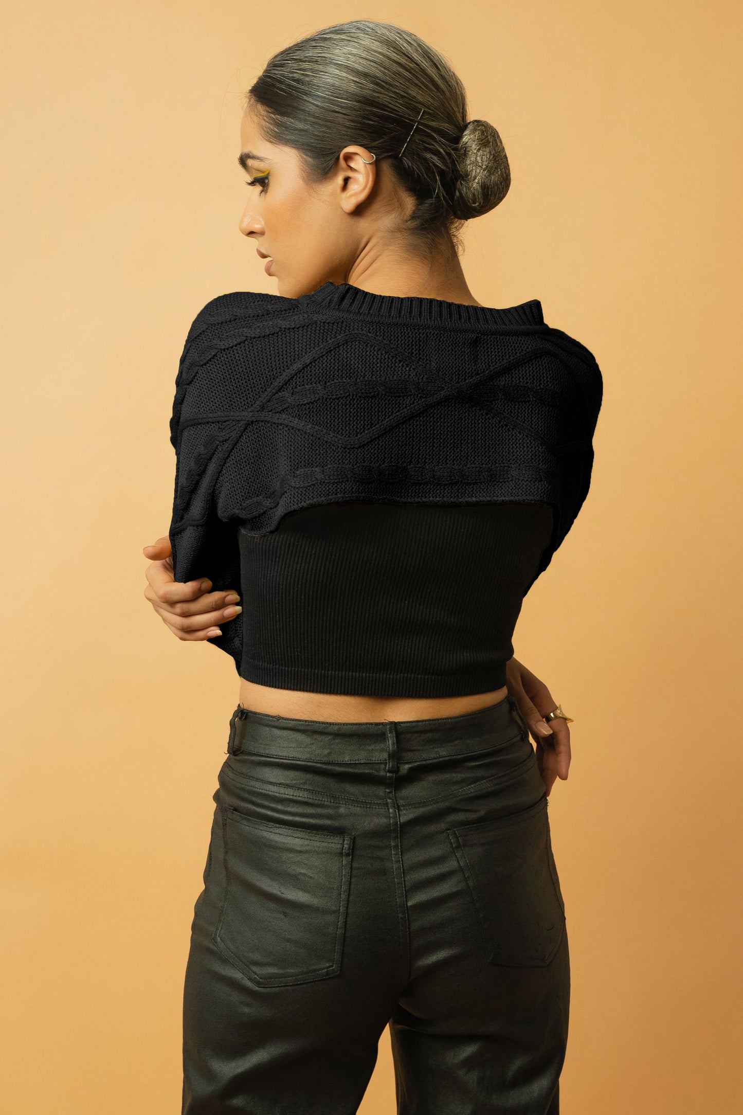 Knitted Bolero Sweater in Black