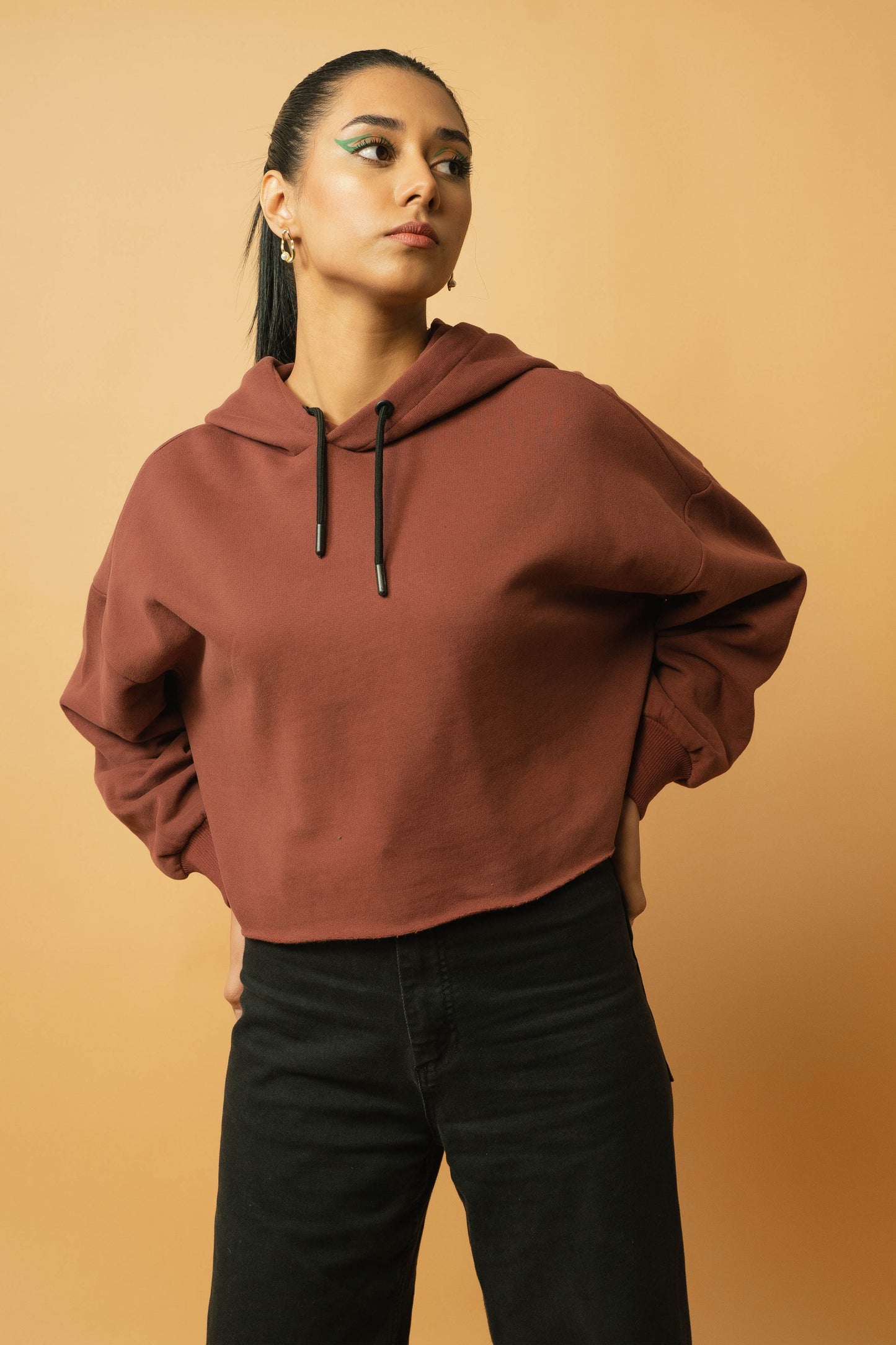 Oversized Crop Hoodie in Old Rose