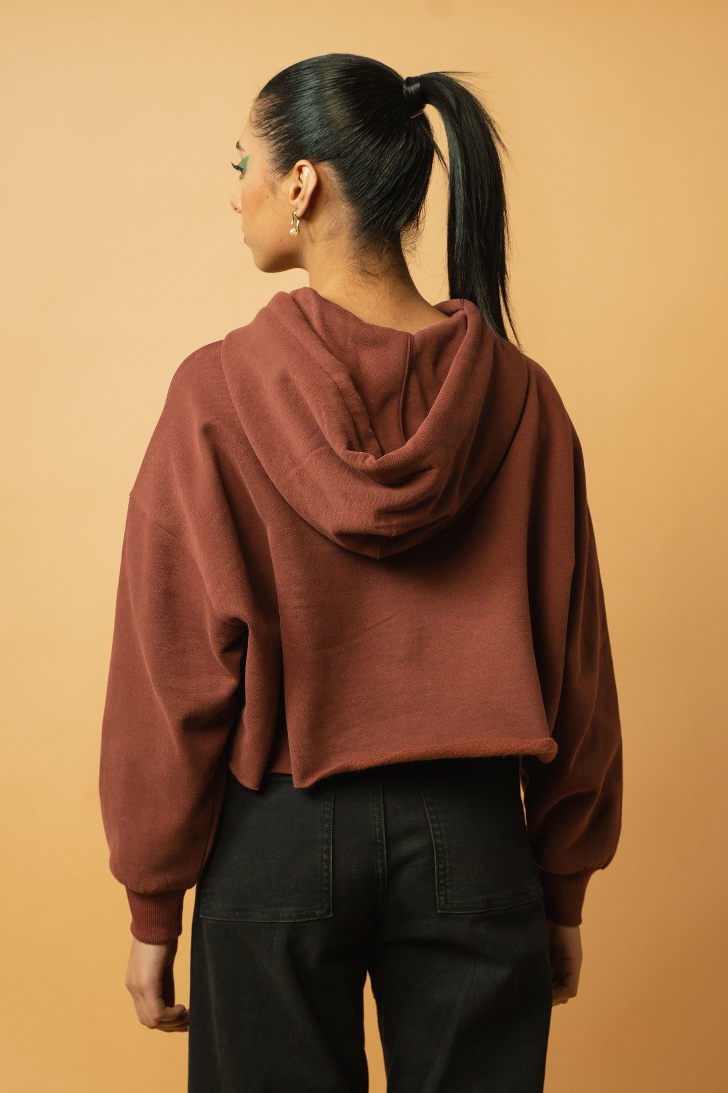Oversized Crop Hoodie in Old Rose
