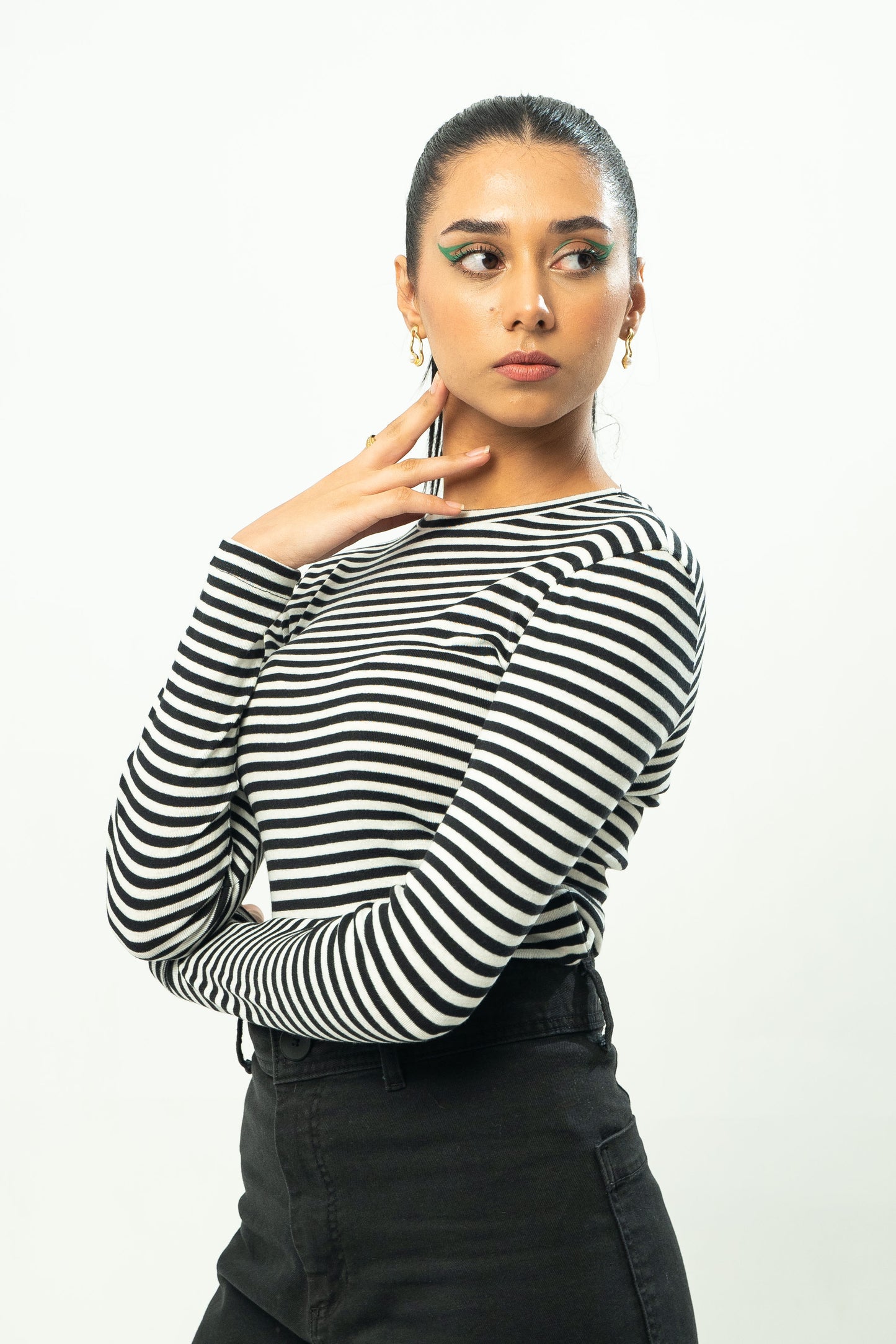 Striped Fitted Top with Long Sleeves