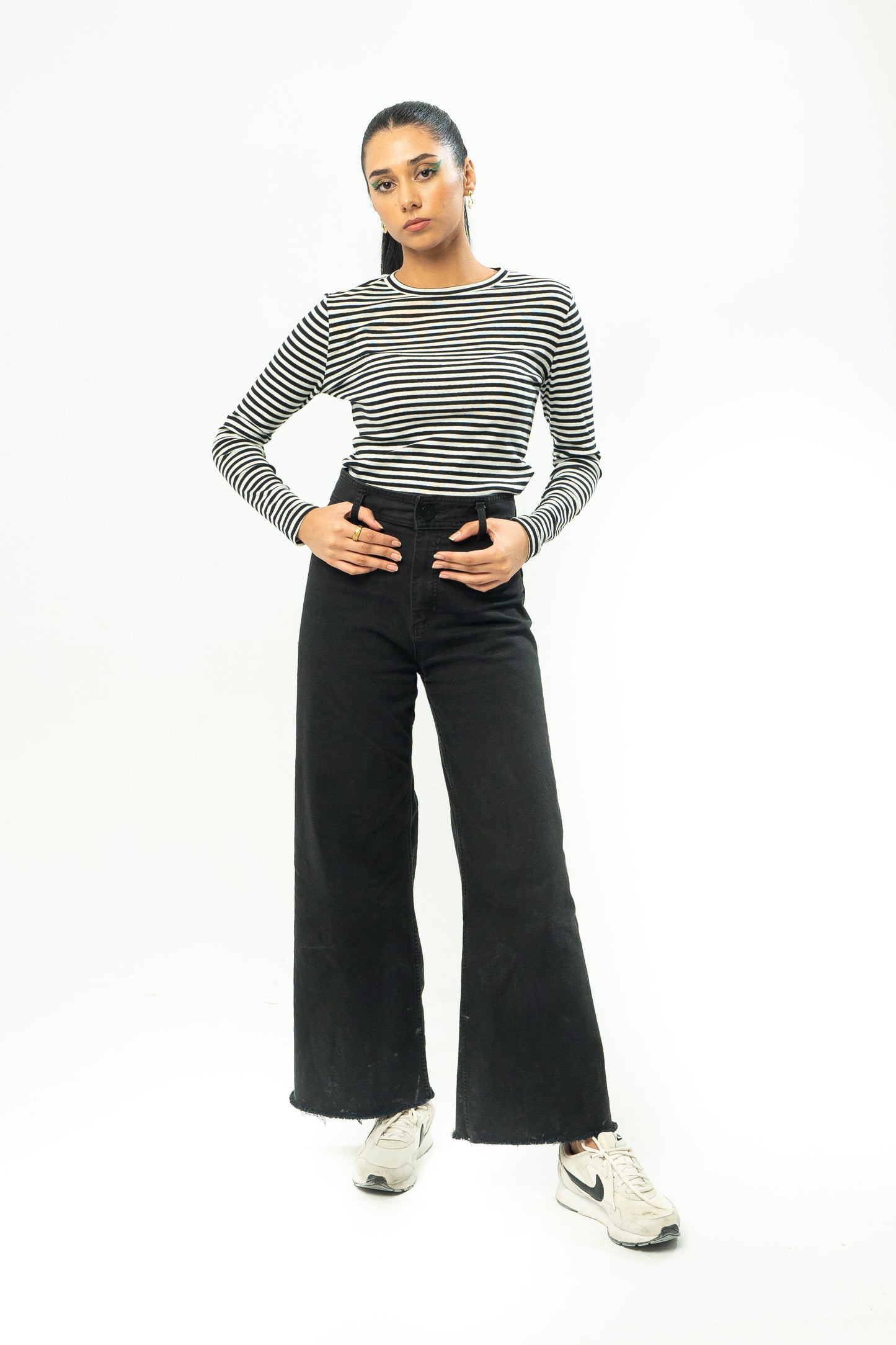 Striped Fitted Top with Long Sleeves