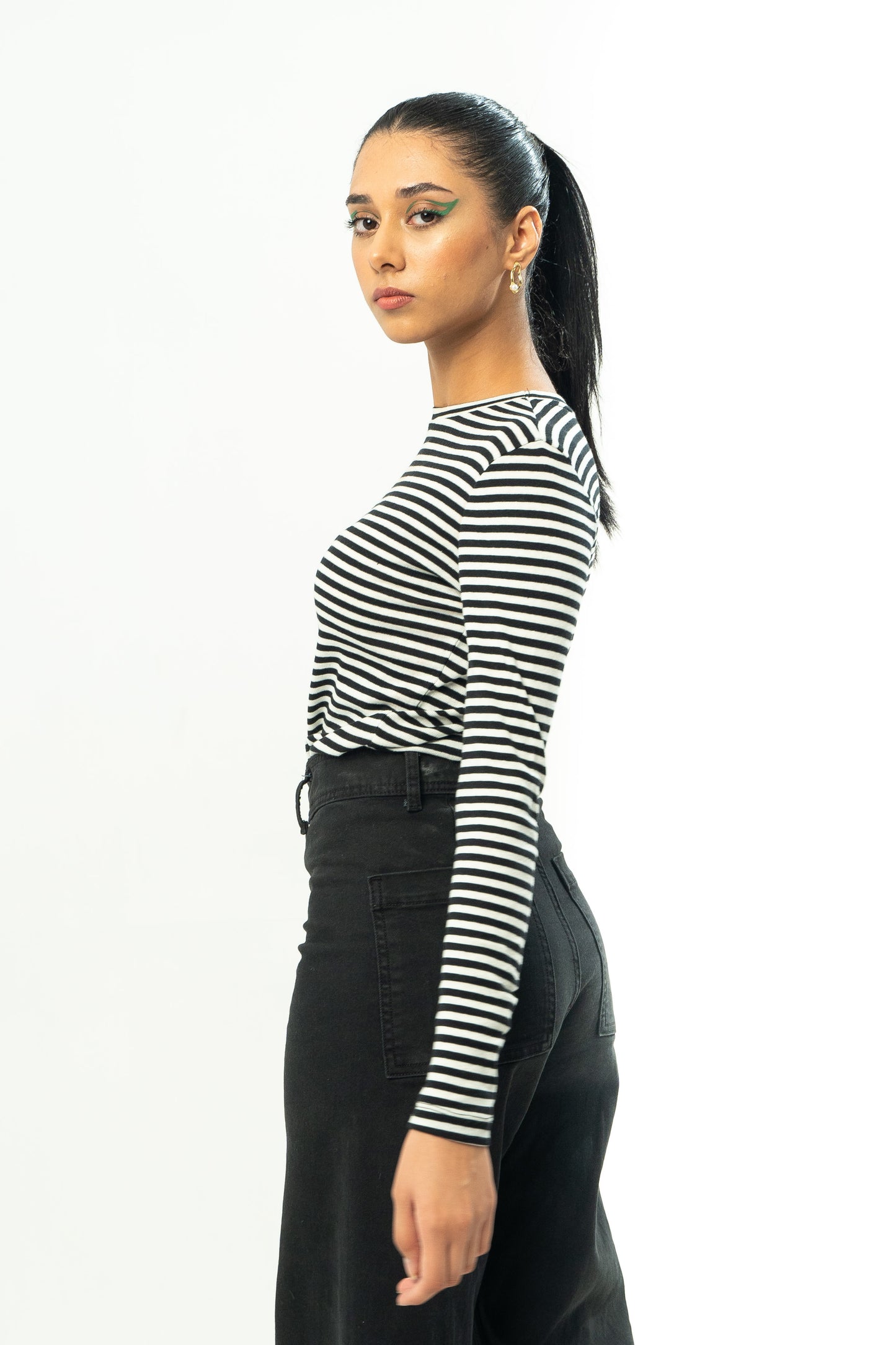 Striped Fitted Top with Long Sleeves