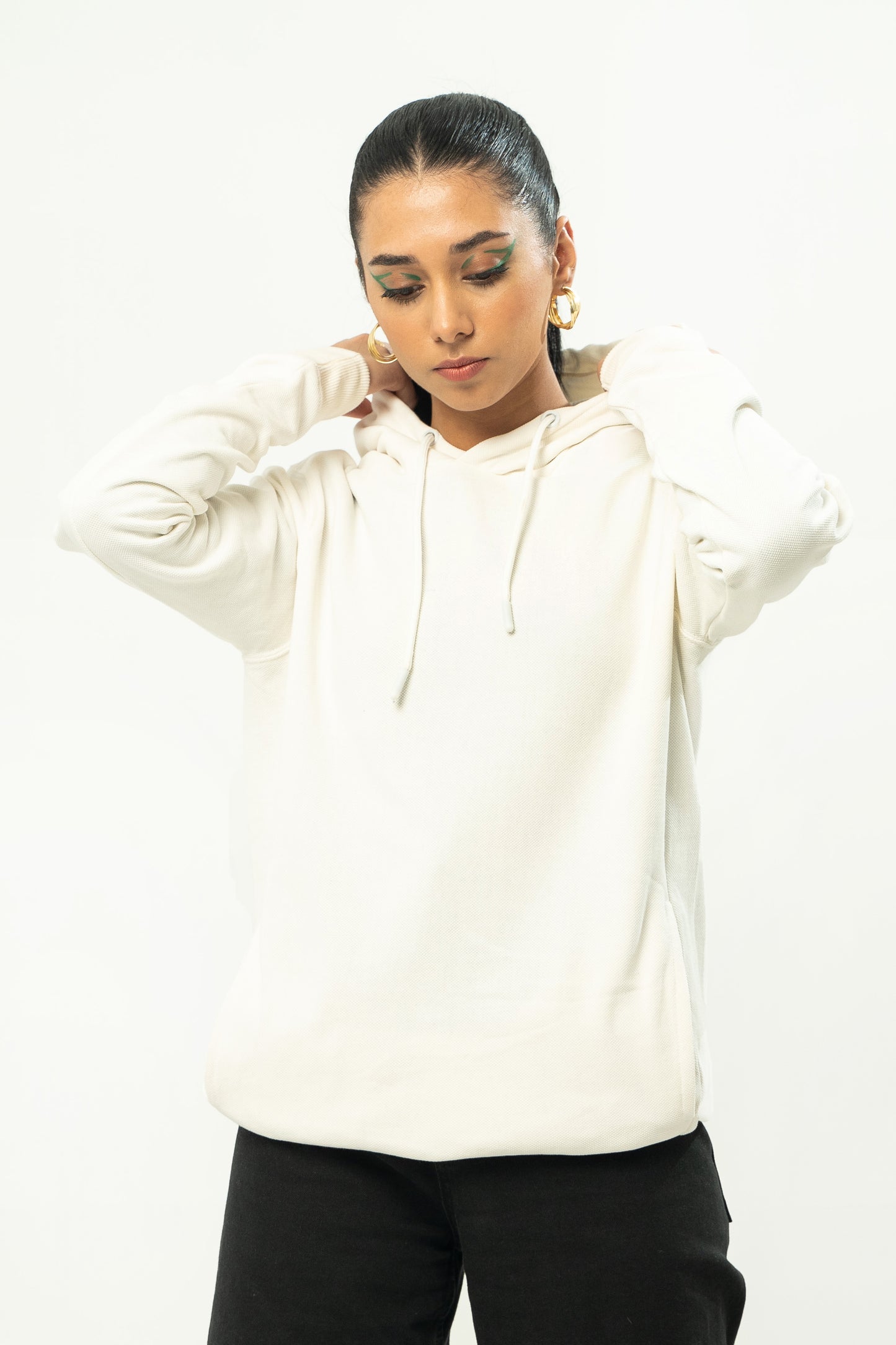 Textured Hoodie in Pique Fleece