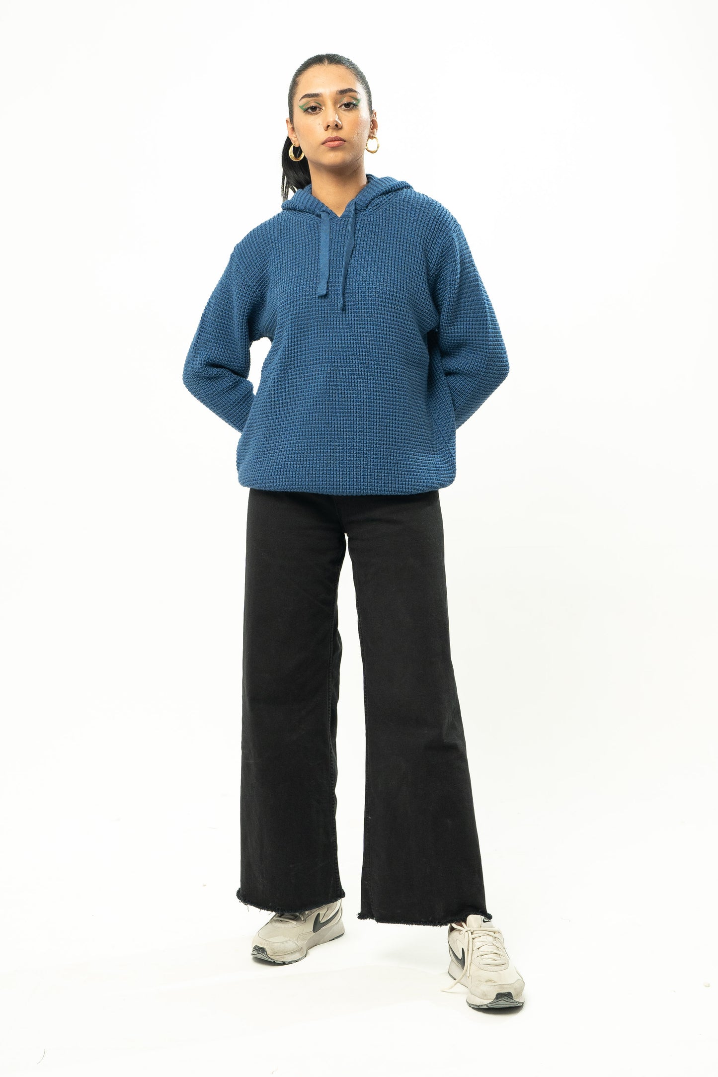 Knitted Hoodie in Tiffany Blue