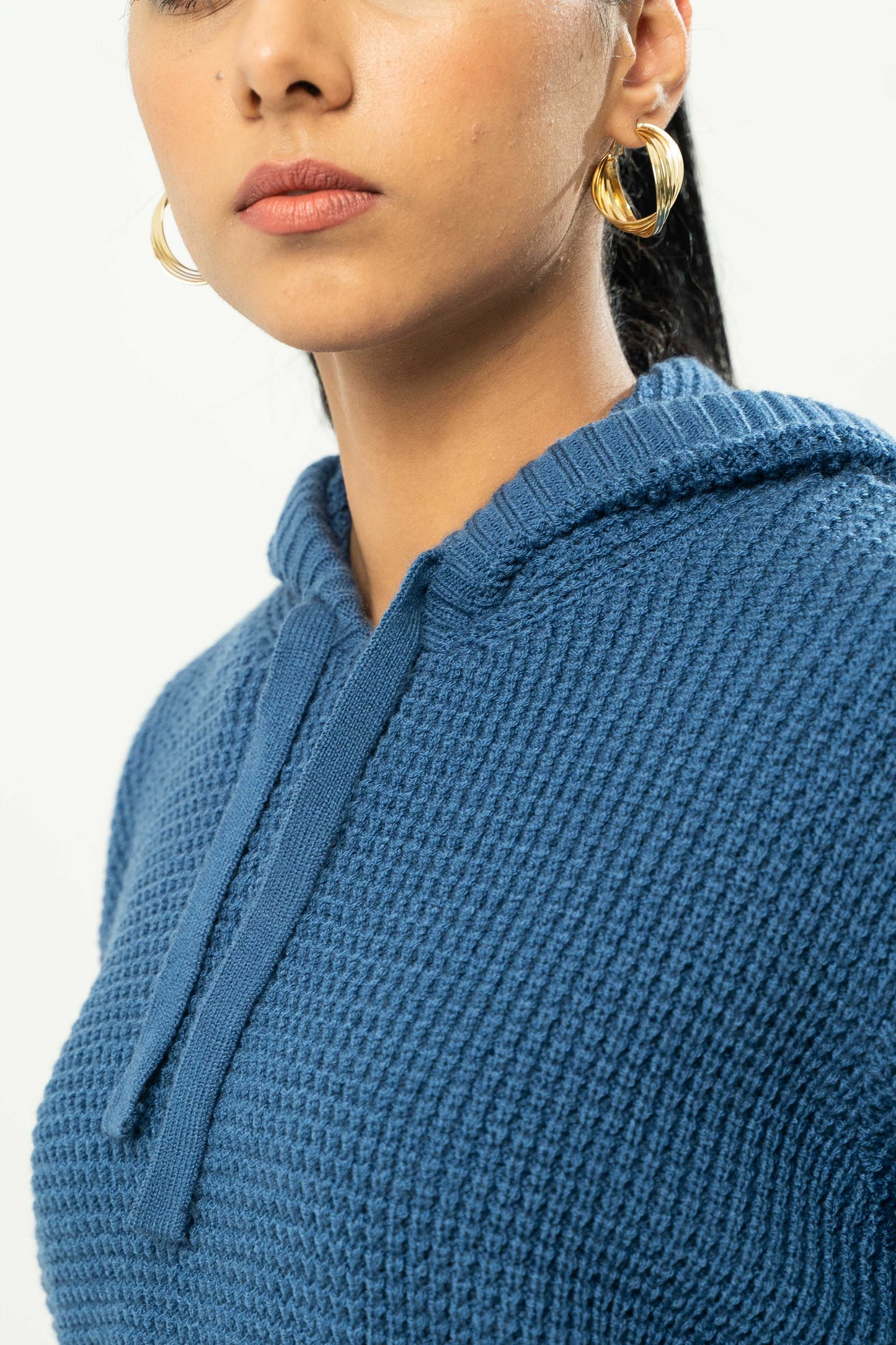 Knitted Hoodie in Tiffany Blue