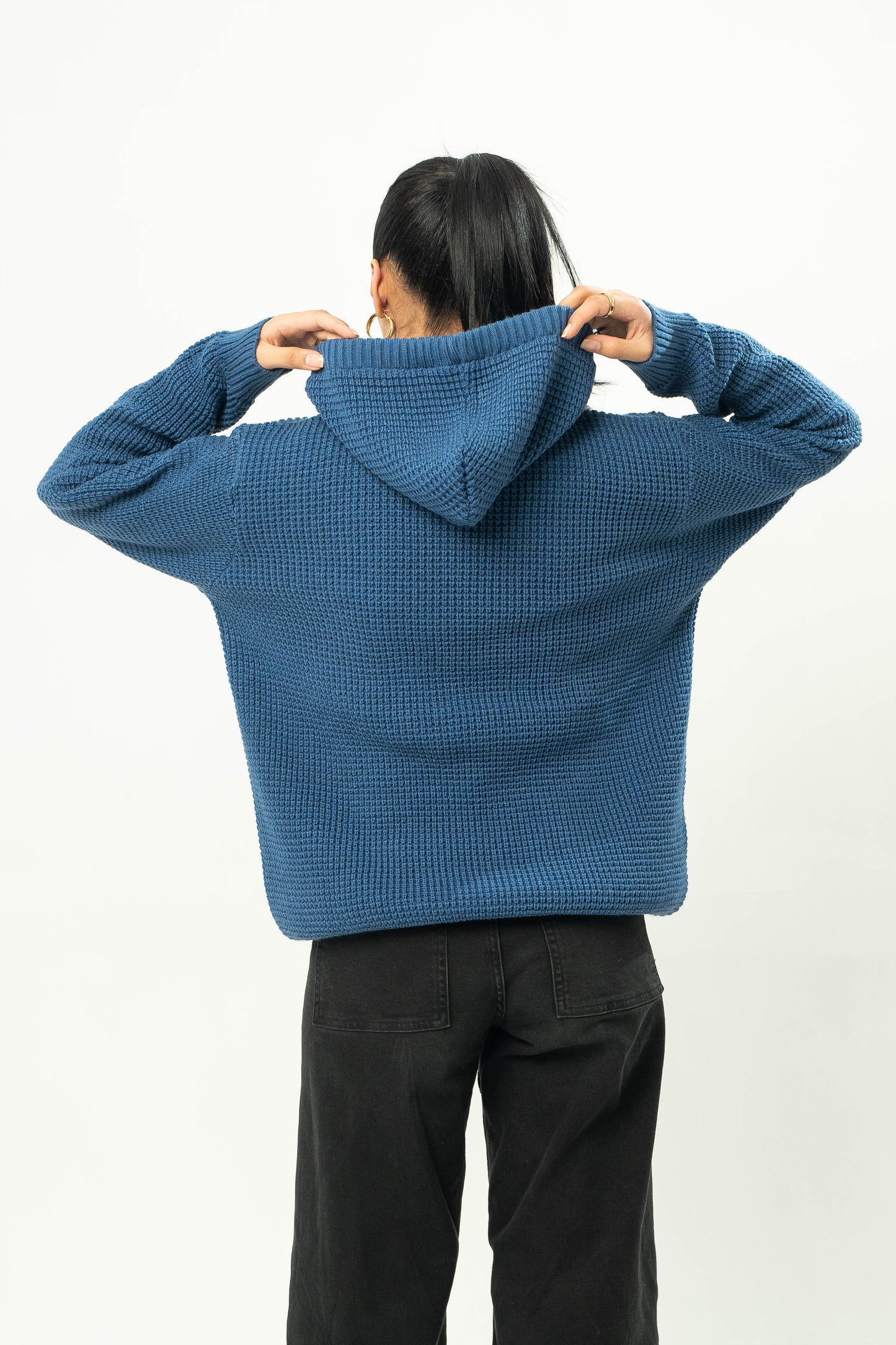 Knitted Hoodie in Tiffany Blue