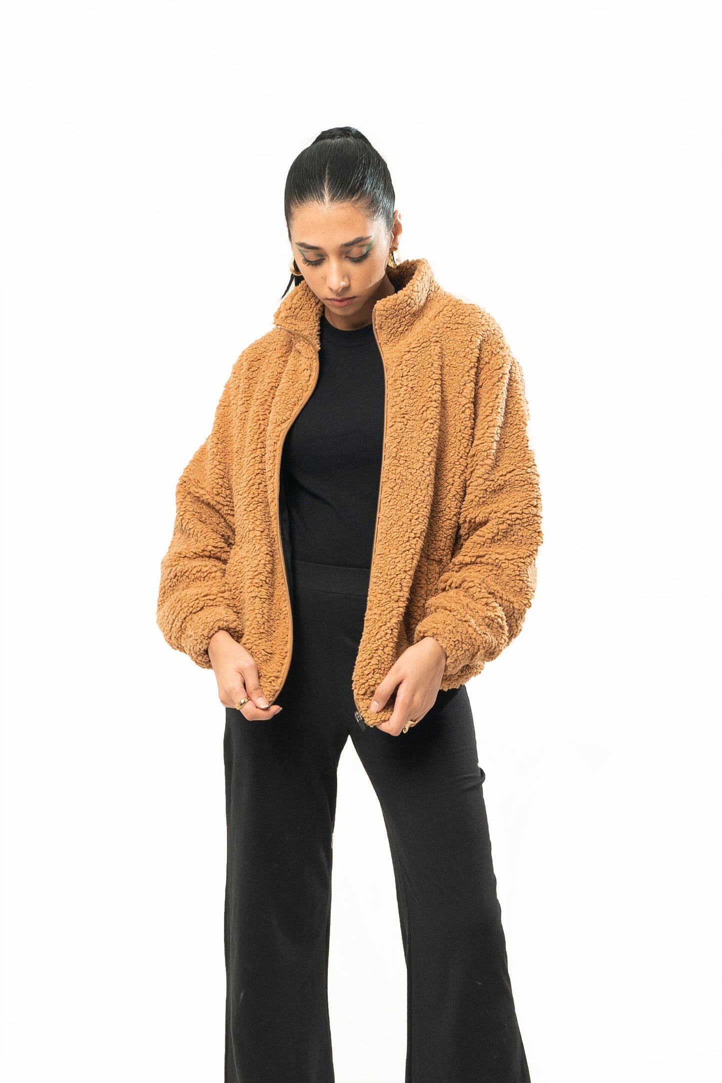 Teddy Fur Mock Zipper