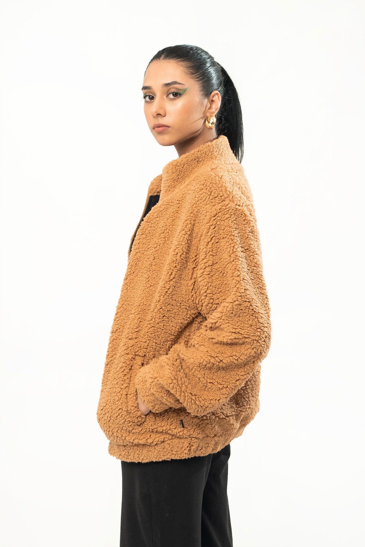 Teddy Fur Mock Zipper
