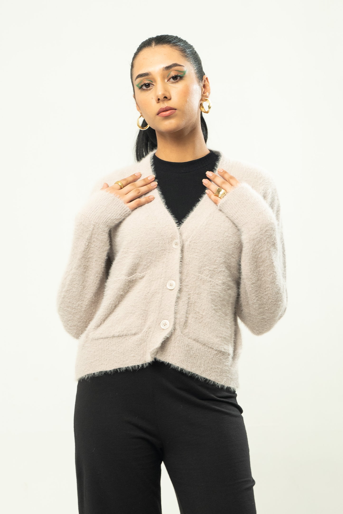 Feather Yarn Knit Cardigan