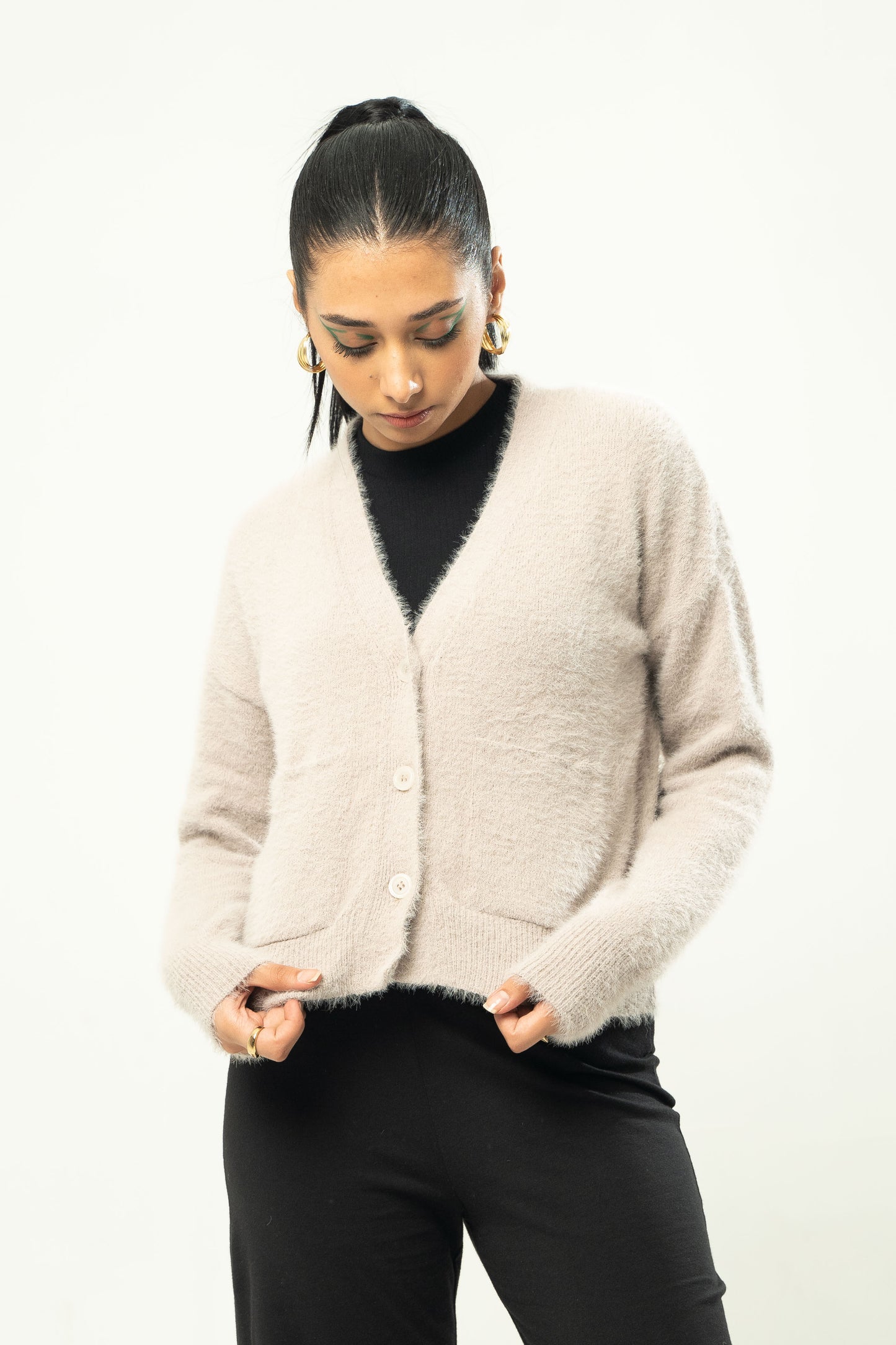 Feather Yarn Knit Cardigan