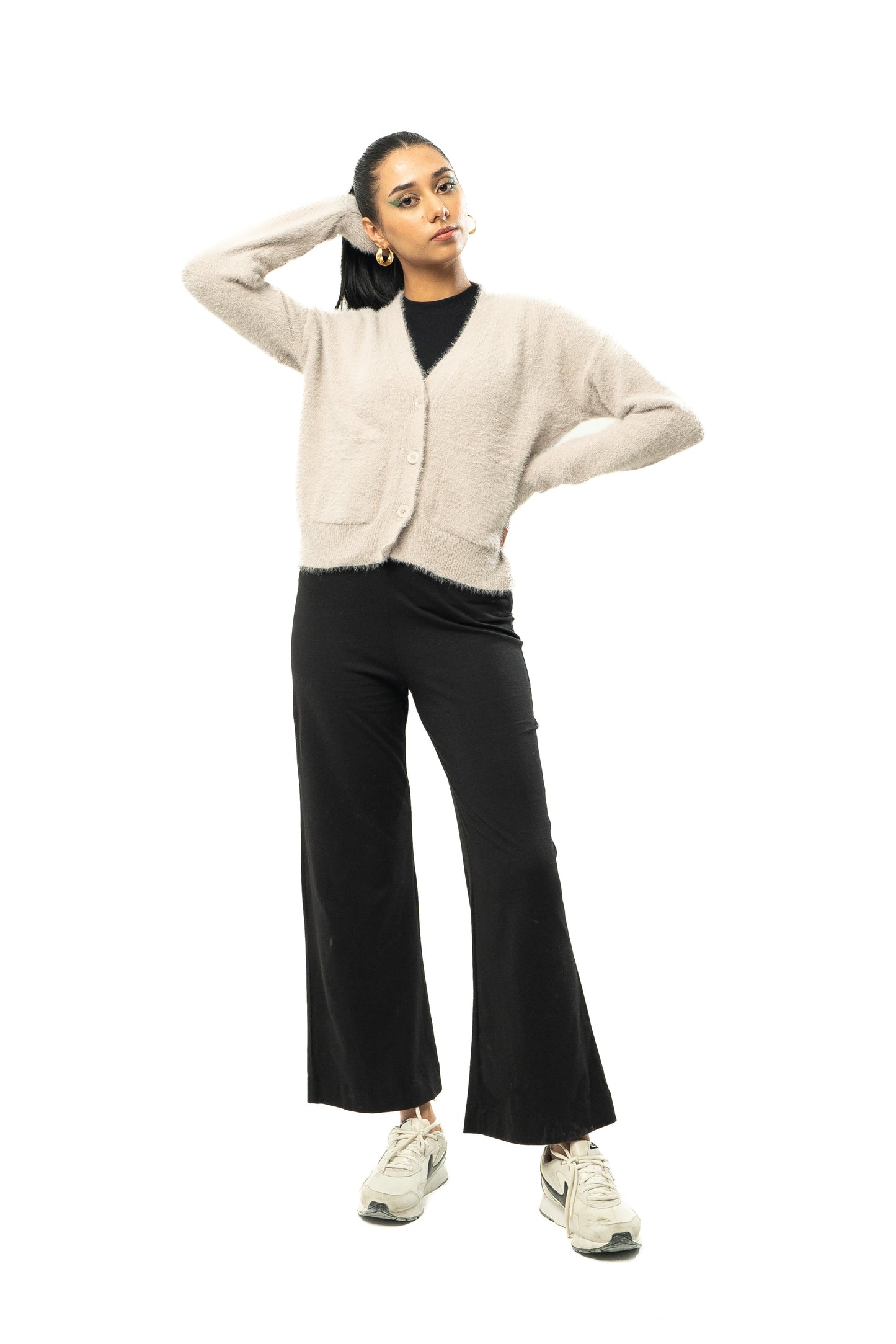 Feather Yarn Knit Cardigan