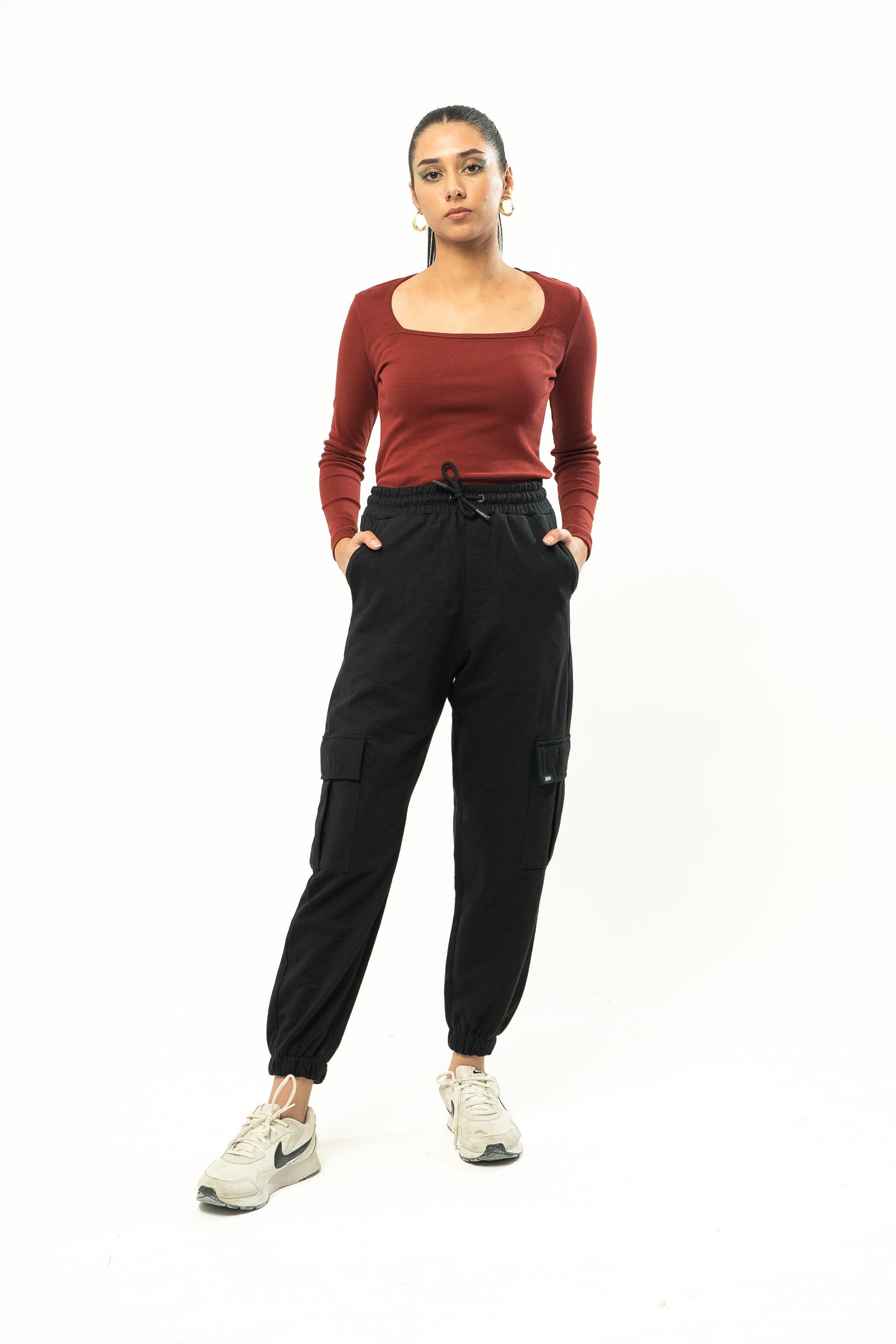 Square Neck Top in Maroon
