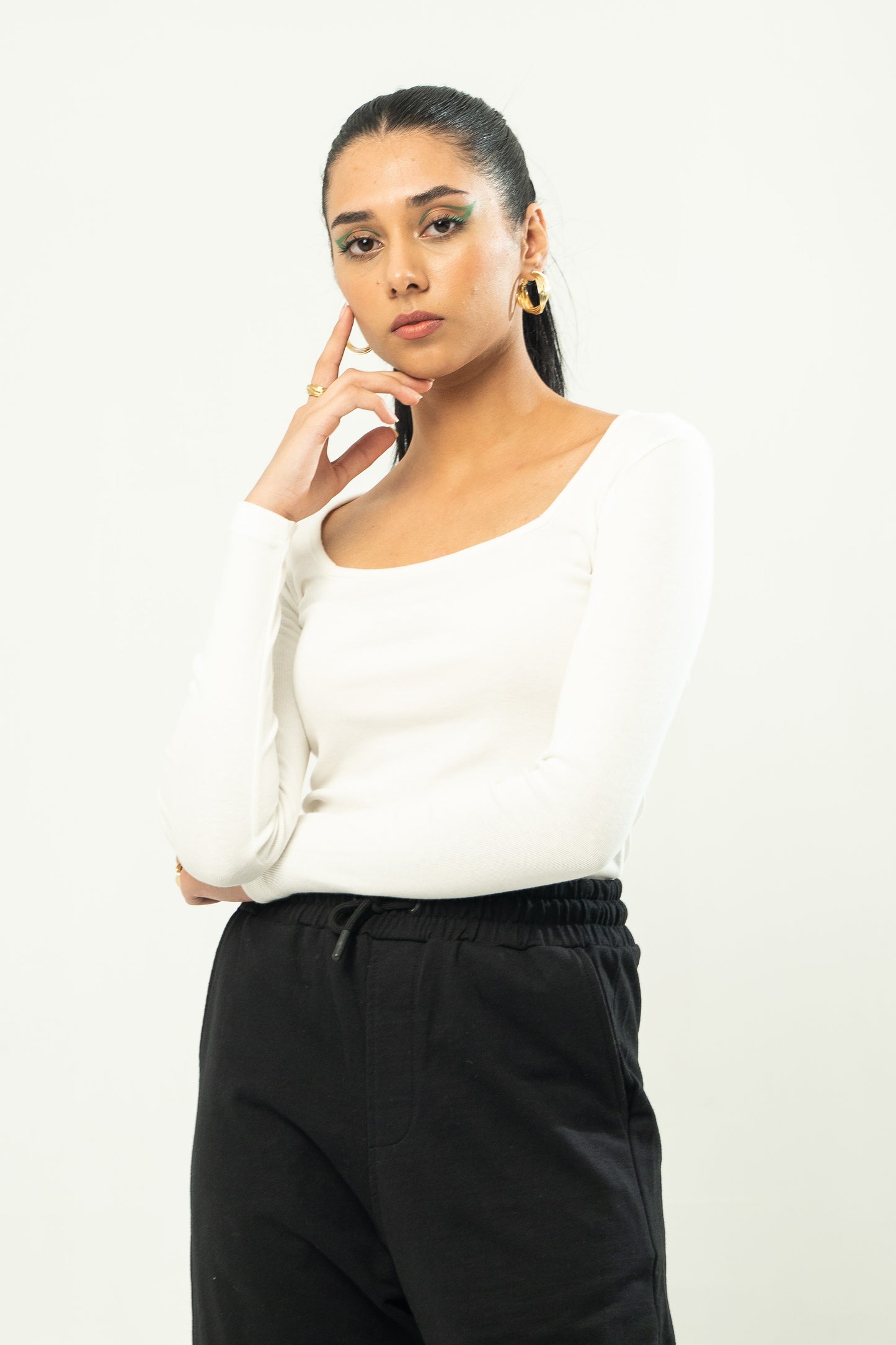 Square Neck Top in Salt White