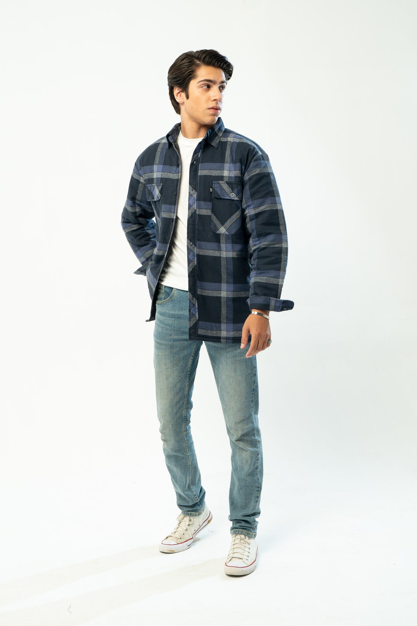 Heavy Flannel Overshirt in Purple