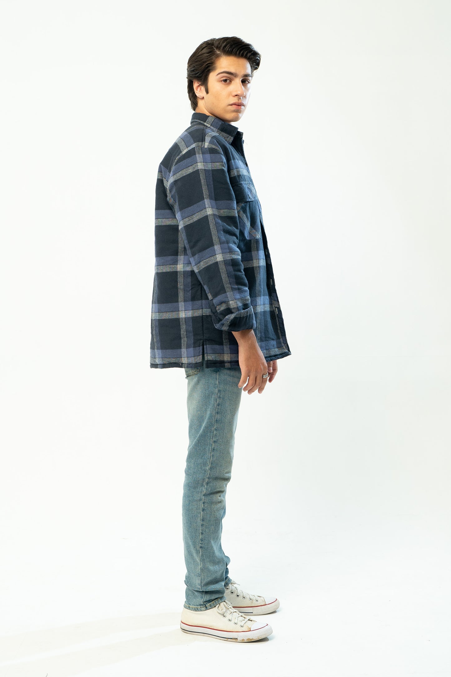 Heavy Flannel Overshirt in Purple