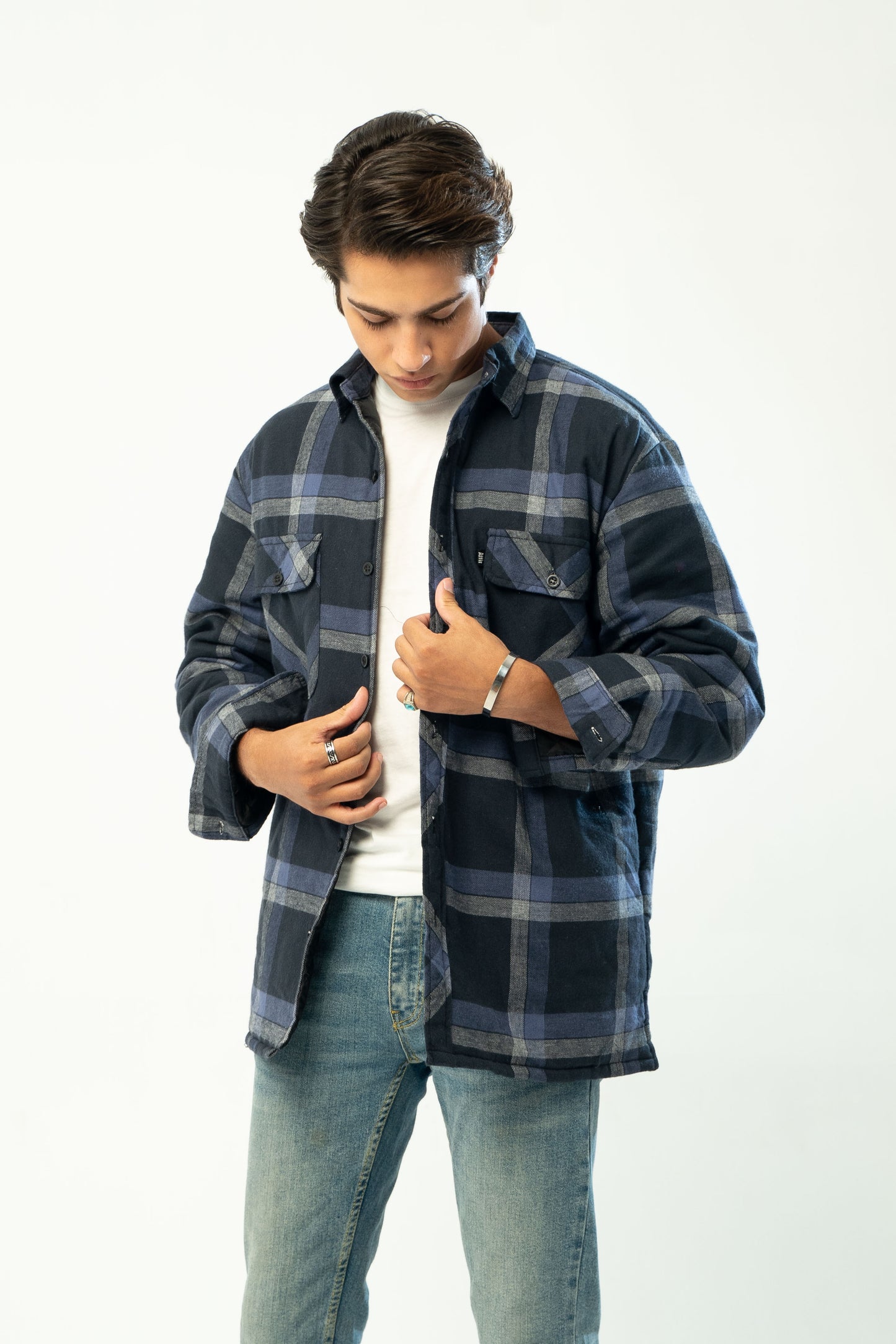 Heavy Flannel Overshirt in Purple
