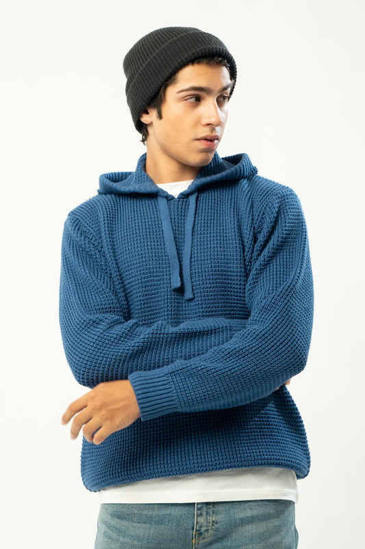 Knitted Hoodie in Tiffany Blue