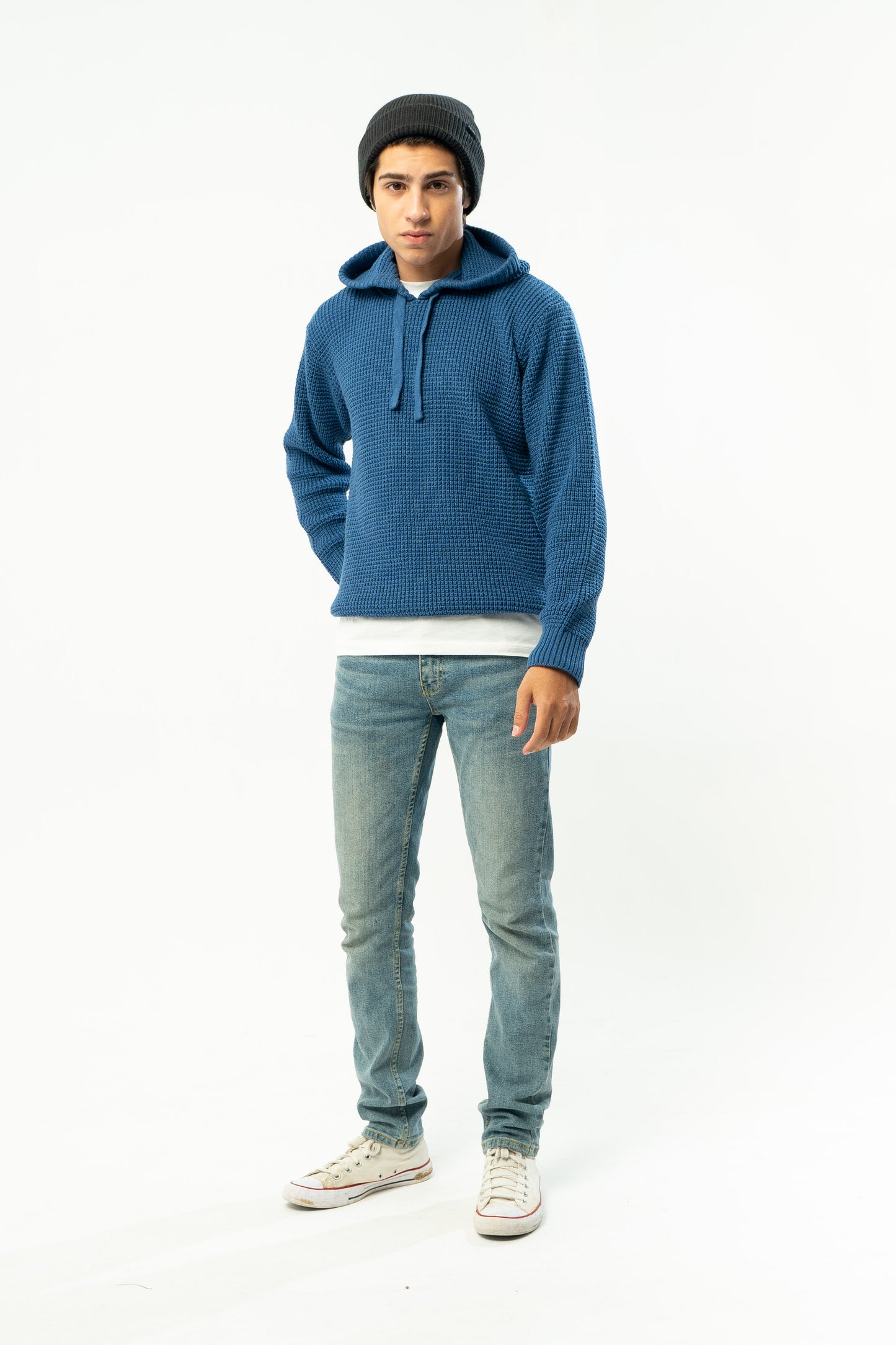 Knitted Hoodie in Tiffany Blue