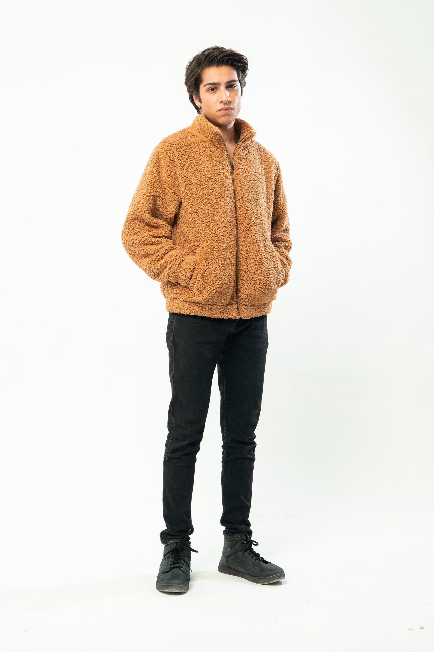 Teddy Fur Mock Zipper