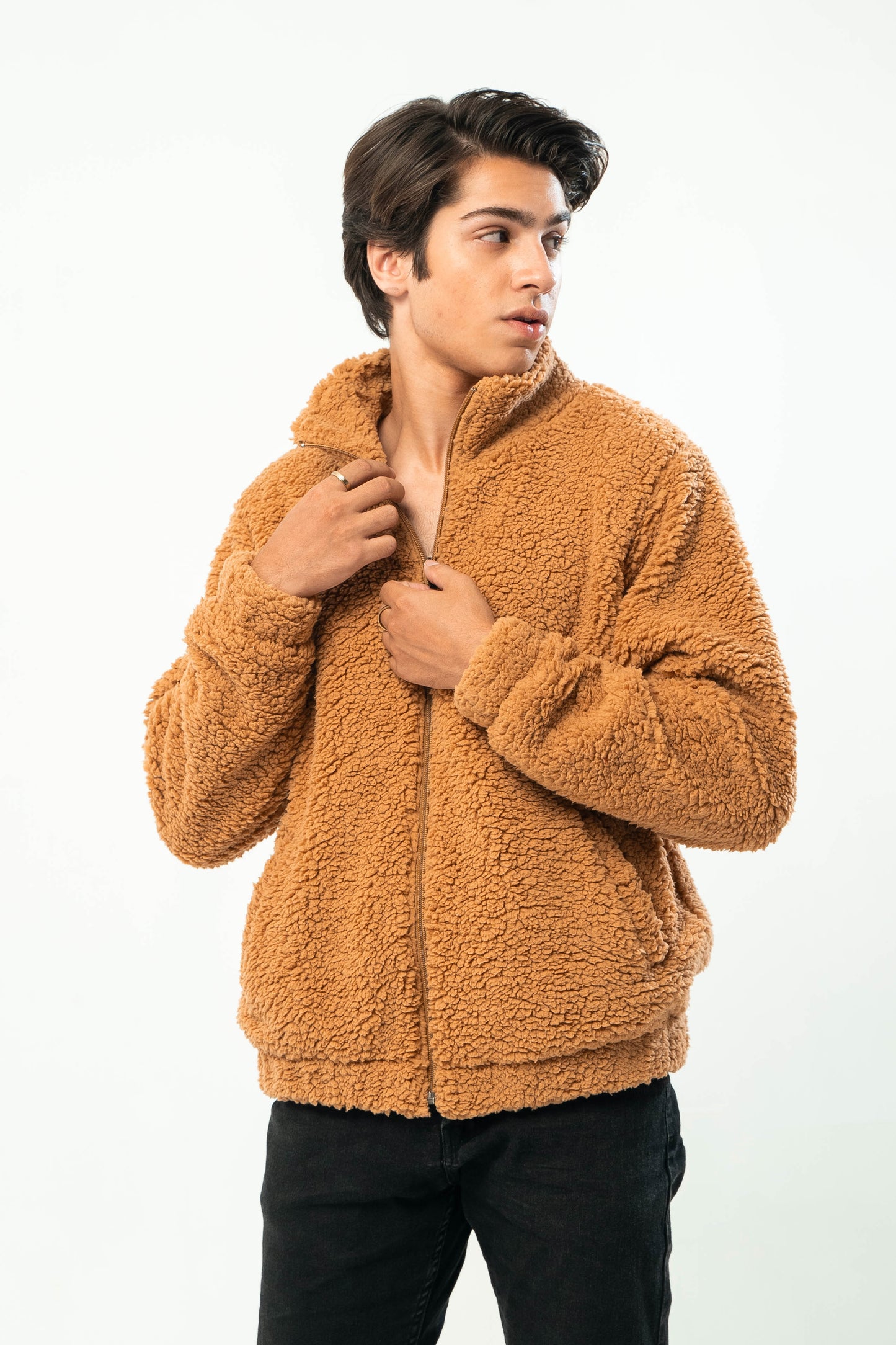 Teddy Fur Mock Zipper