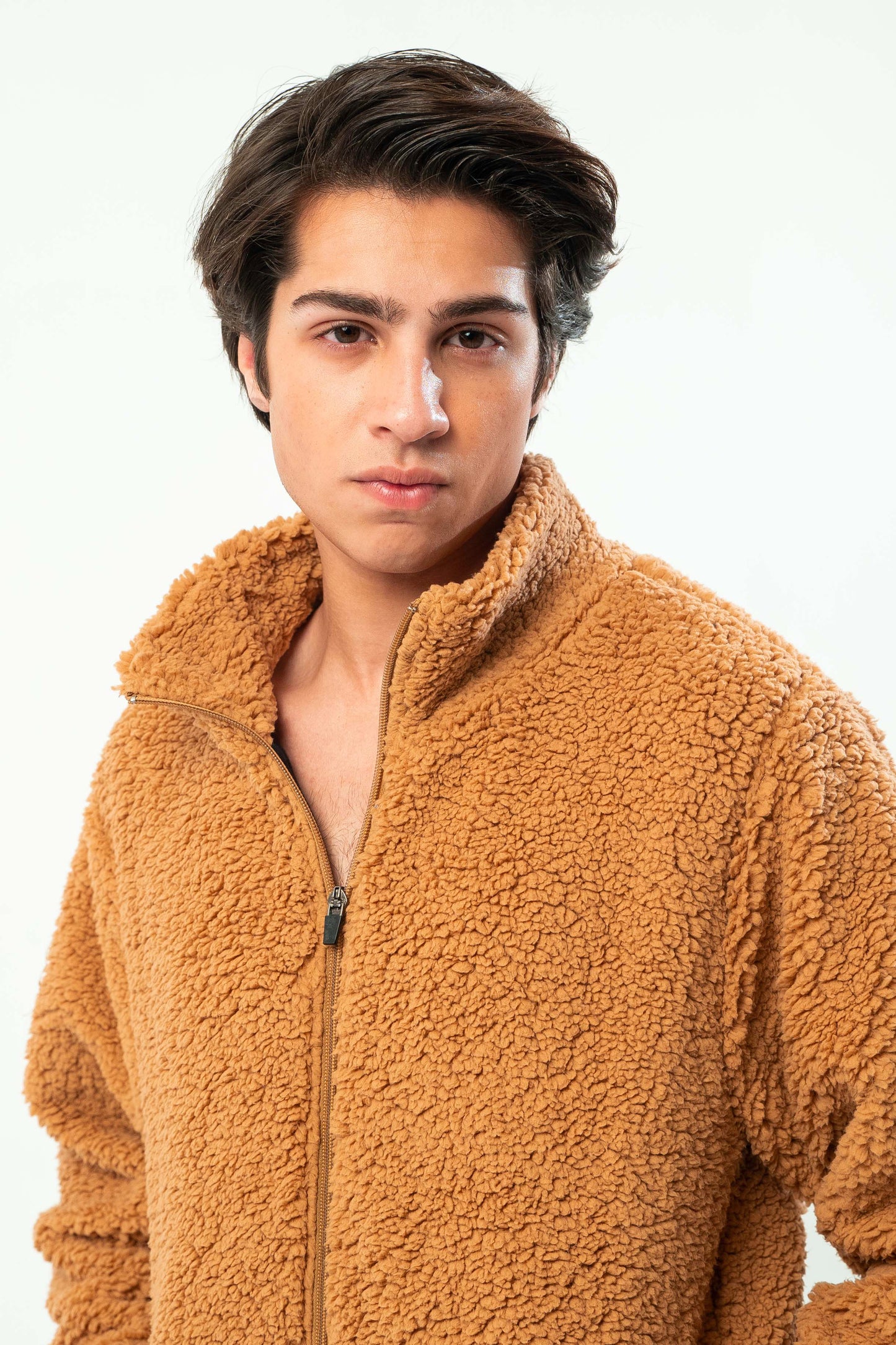 Teddy Fur Mock Zipper