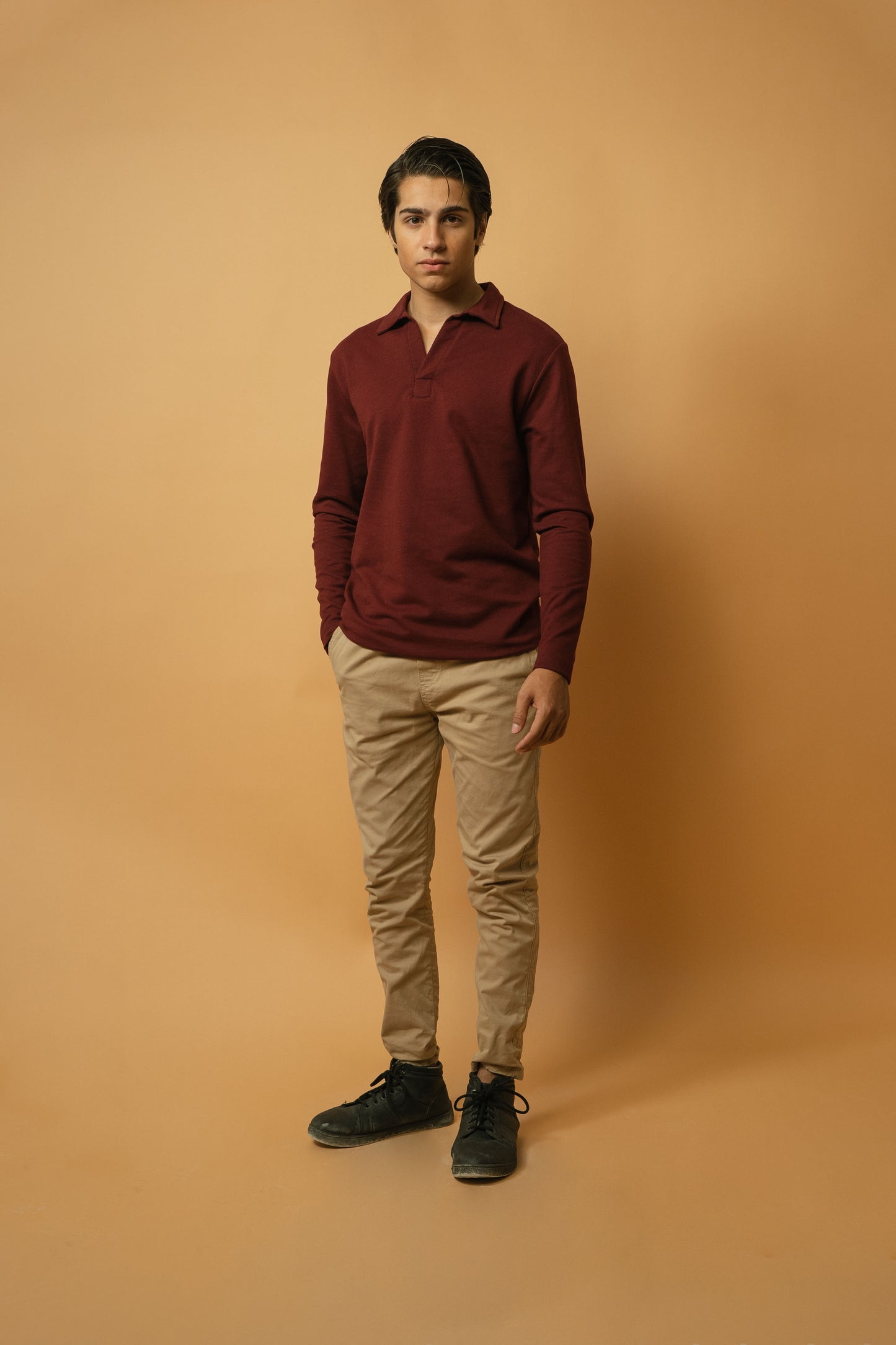 Polo Shirt in Maroon Terry