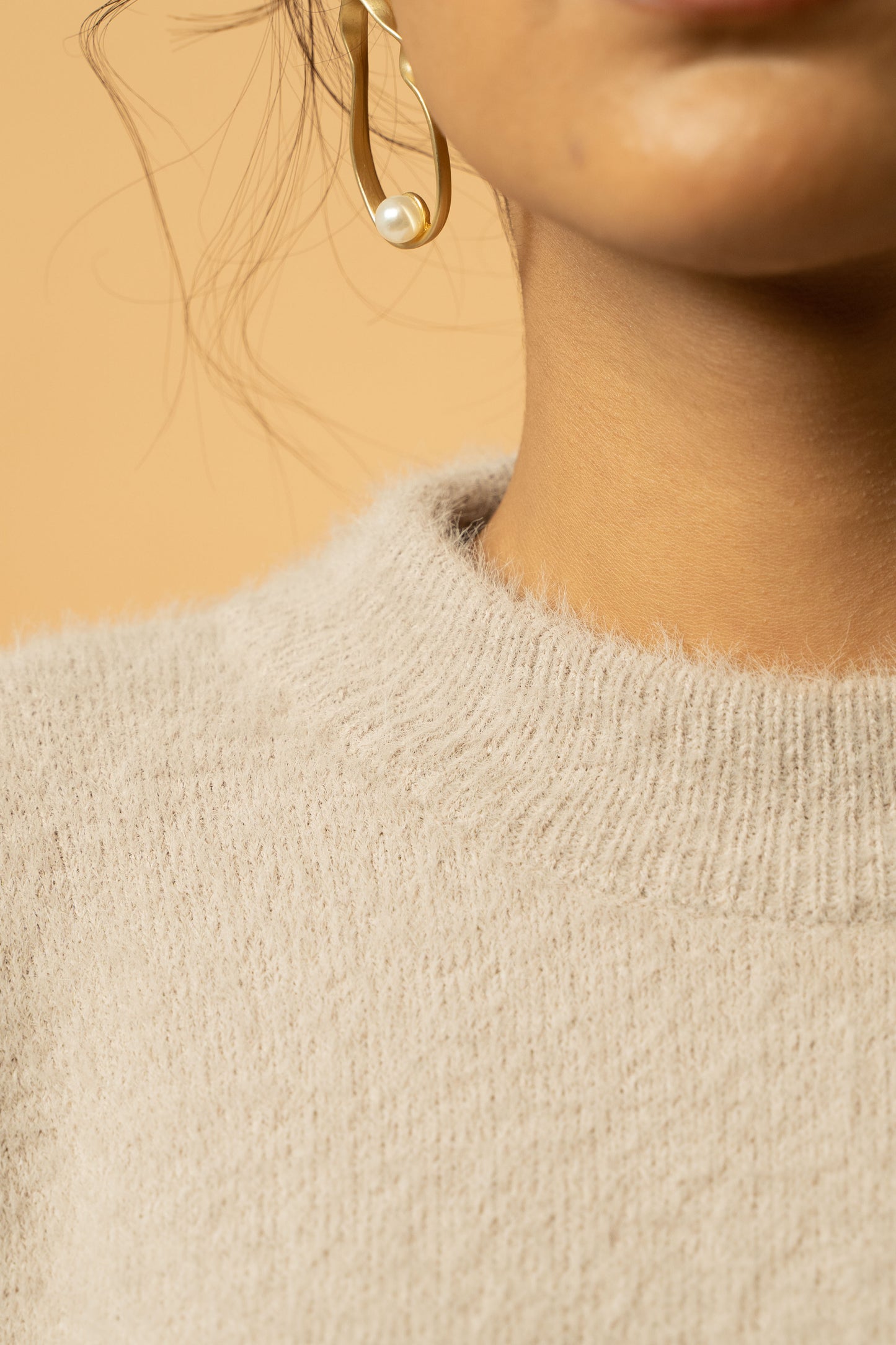 Feather Yarn Mock Neck Sweater