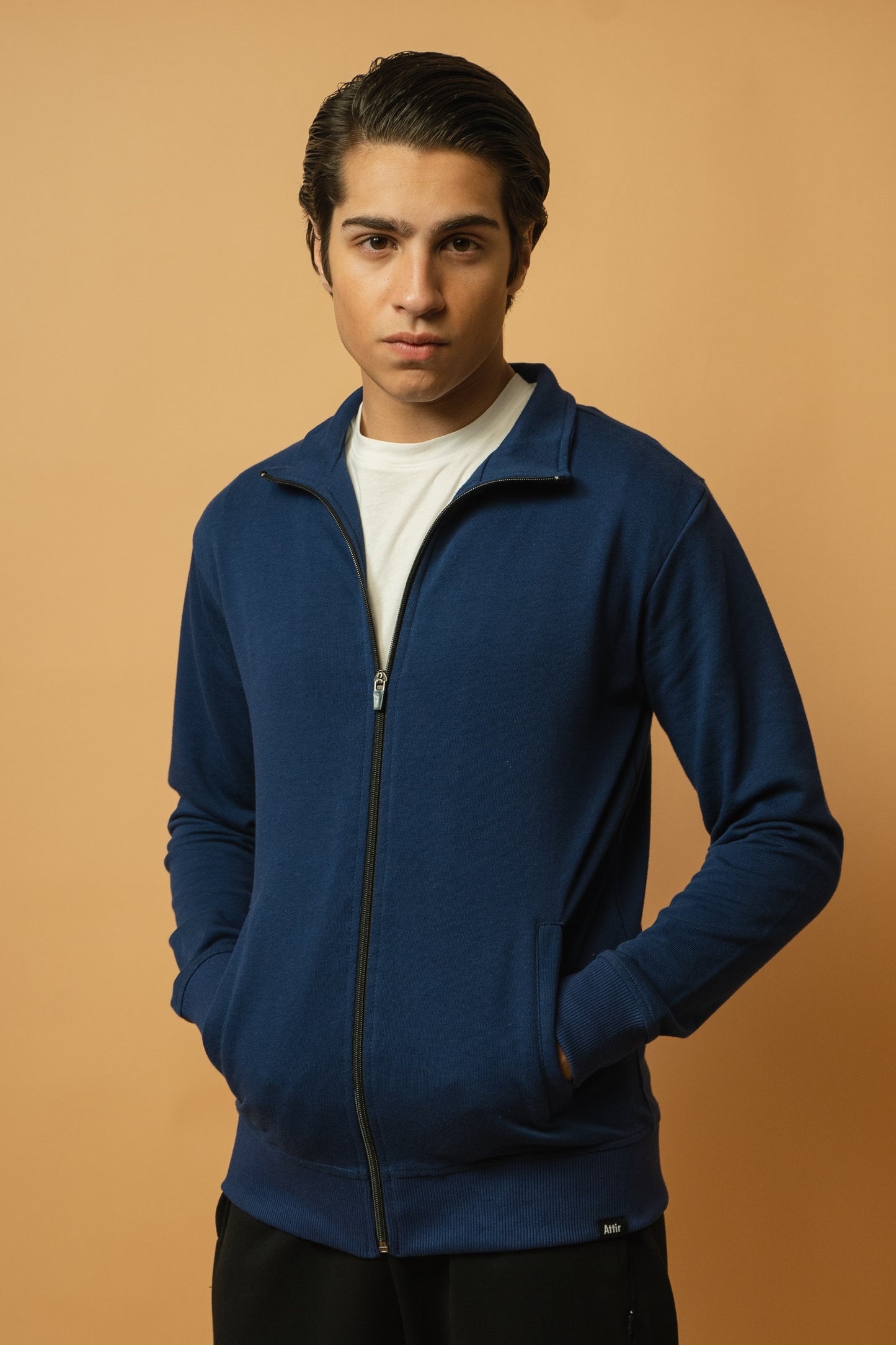 Mock Neck Zipper in Midnight Blue
