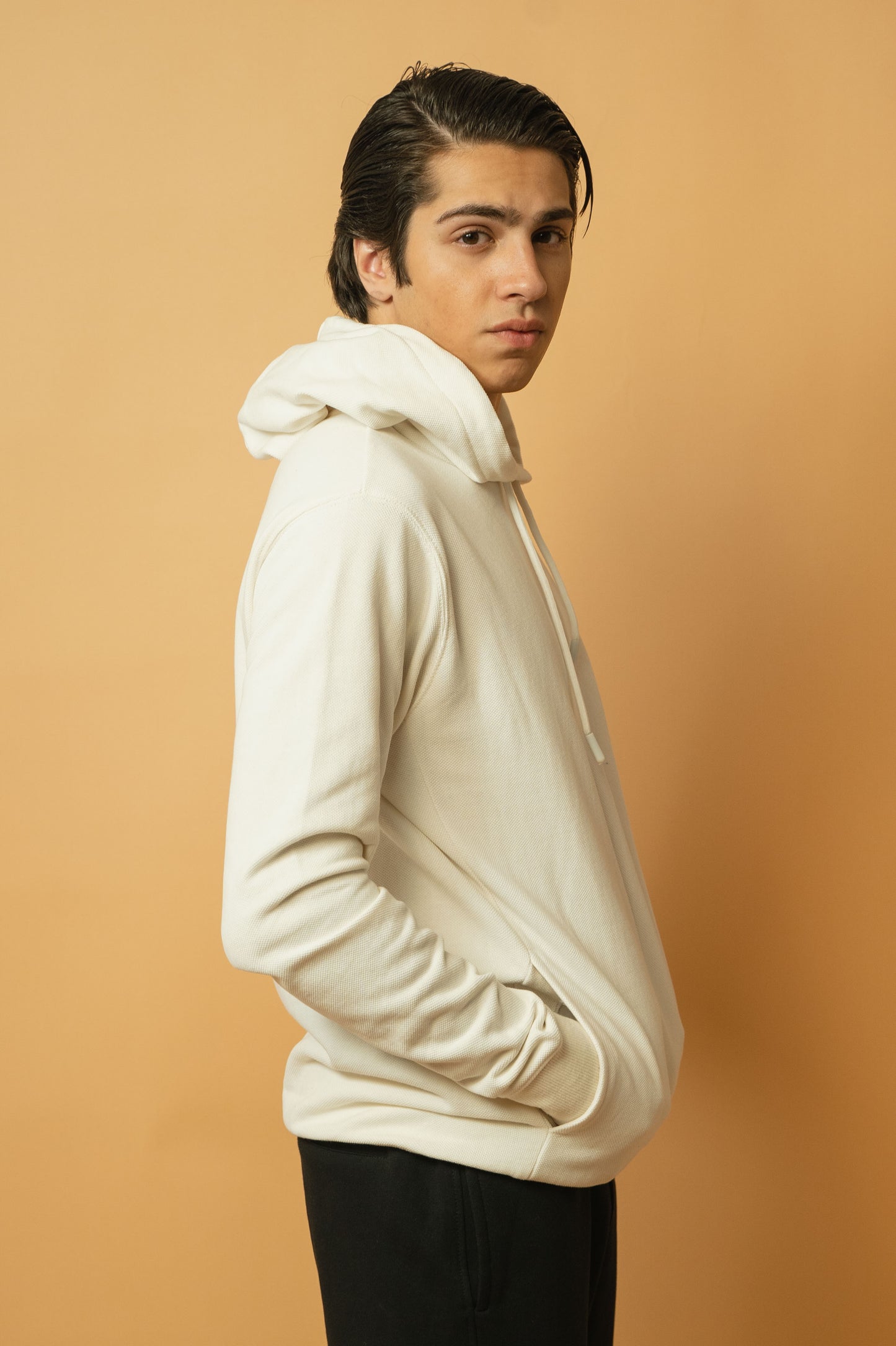 Textured Hoodie in Pique Fleece