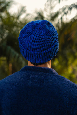 Knitted Beanie in Lapis Blue