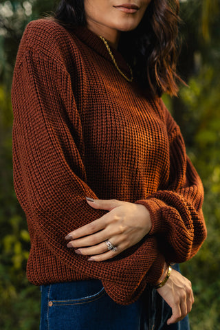 Loose-Knit Jumper in Wood Brown