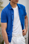 Knitted Button-Up Polo in Deep Blue SHIRT ATTIR-MEN