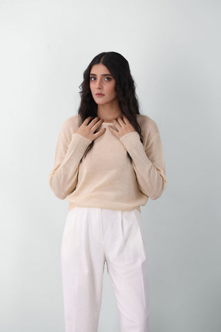 Knitted Sheer Top in Cream
