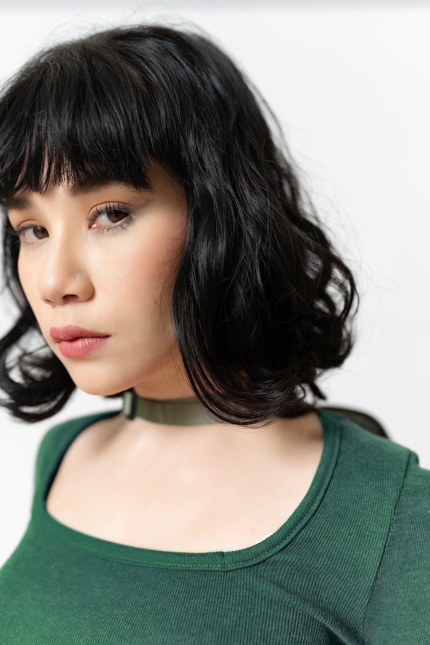 Square Neck Top in Bottle Green